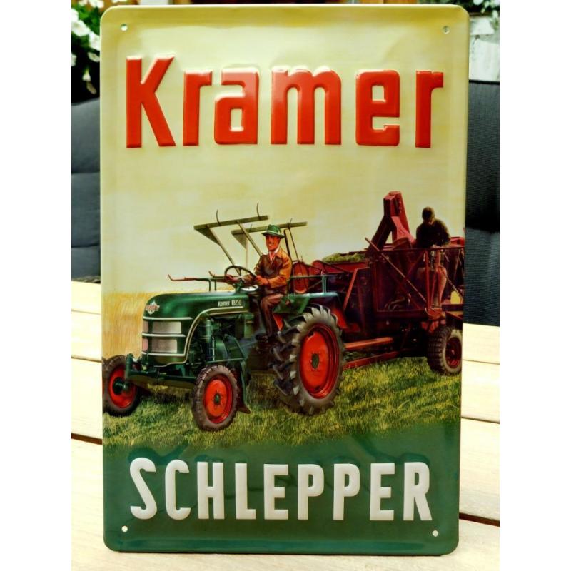 Reclamebord van Kramer Tractoren in reliëf-20x30cm